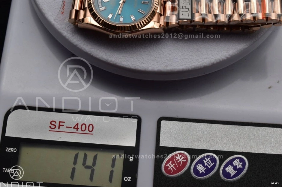 with 36 Stick Diamond Steel RG Bracelet President vr3255 Dial Best 904L QF DayDate (Gain Weight) on V5 Edition Blue 0223
